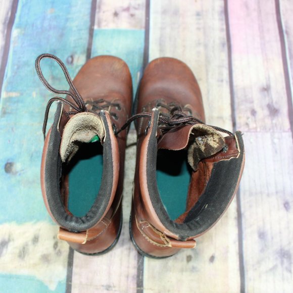 DD TUFF Brown Leather Ankle Lace-up Steel Toe Work Boots Size 9 - Picture 7 of 9